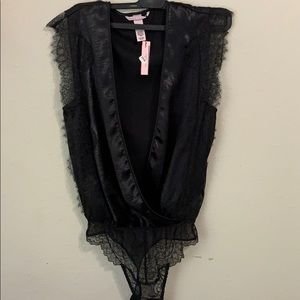 VS satin lace bodysuit